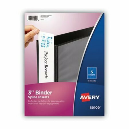 AVERY DENNISON Avery, Binder Spine Inserts, 3in Spine Width, 5PK 89109